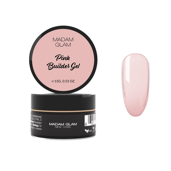 Madam Glam - Gel Soak-Off Builder in Jar - Pink - 15GR / 0.53 OZ - UV/LED Lamp - Long-Lasting Home Manicure - Durable Shine - Vegan & Cruelty-Free - Nail Art Encapsulation