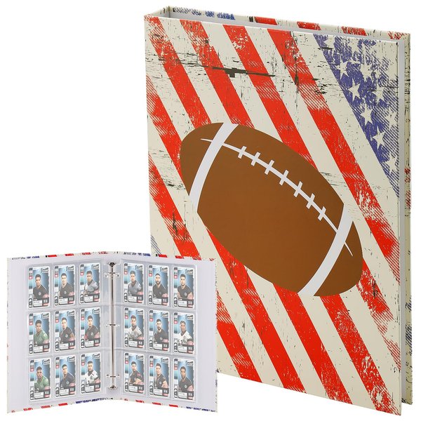 900 Pockets Football Card Binder- American Flag Design Trading Cards Holder with 50 Removable Sleeves, 3 Ring Sports Card Albums for Christmas Cards Gift Boys Collectors Birthday
