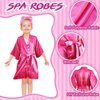 Jecery 18 Pcs Spa Party Supplies for Girls 6 Satin Kimono Robe 6 Spa Headband 6 Disposable Foam Pedicure Slippers (Rose, Size 14)