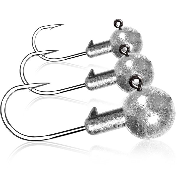 AMYSPORTS Trout Freshwater Jig Head Hook Saltwater Tackle Jig Hook Lead Round Ball Fishing Jigs Lead Sharp 25pcs 3/8oz
