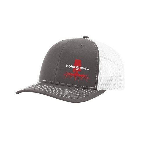 Heritage Pride Men's Homegrown Roots State Pride Embroidered Charcoal with White Mesh Back Trucker Hat-Alabama