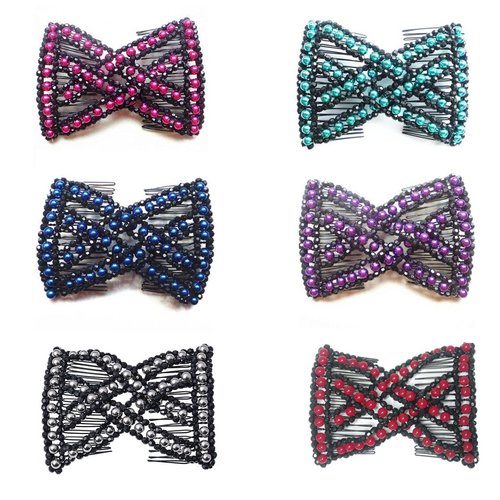 LOVEF Easy combs 6 Pcs Beaded Hair Comb Random color Stretch available