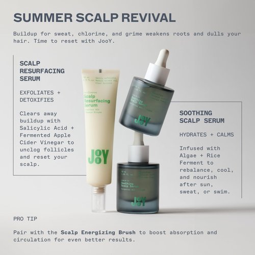 JooY Scalp Resurfacing Serum, Pre-Cleanse Exfoliating serum with Fermented Superfoods, Removes Buildup, Reduces Oil & Promotes a Healthy Scalp, Ginger Root, Papaya, & Tea Tree – 2 fl oz