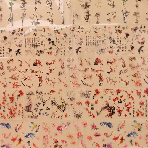 JERCLITY 10 Rolls Chinese Style Nail Foil Transfer Sticker Plum Orchid Bamboo Ink Painting Pattern Nail Foil Sheets Foil Nail Art Decals Nail Foil Transfer Stickers Foil Nail Wraps for Foil Nail Art
