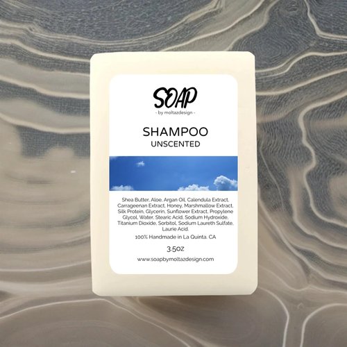 Shampoo bar for sensitive skin | Handmade 3.5oz | Unscented | With argan oil, calendula and more