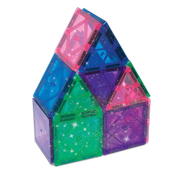 CreateOn Crayola MagneticTiles, Building Set for Kids, Magnetic Building Toys for Kids, STEM Travel Toys for Boys and Girls Ages 3+, 14-Piece Set (Glitter)