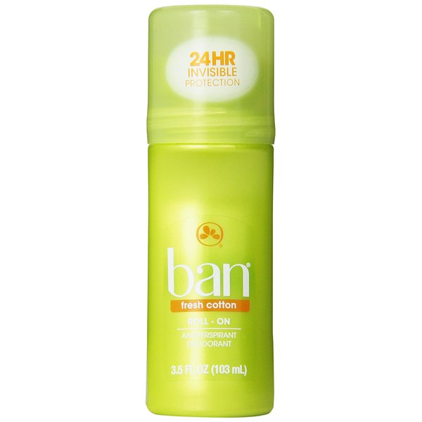 Ban Roll-On Deodorant, Fresh Cotton - 3.5 oz