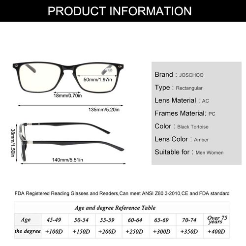 JOSCHOO Computer Reading Glasses Anti Blue Light Blocking readers Men Women Eye Strain Glasses of Reading