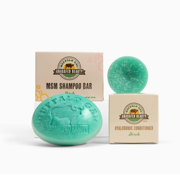 MSM Shampoo Bar + Hyaluronic Hair Conditioner Bar, Solid Bar Shampoo and Conditioner for Hair Growth, Non-Soap, For All Hair Types, Shrub, Set of 2