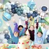 Outer Space Birthday Decorations 150 pcs Universe Astronaut Theme Balloons Arch Kit Navy Blue Sea Blue Pastel Blue Latex Balloons For Boys Kids Birthday Party Baby Shower Decor