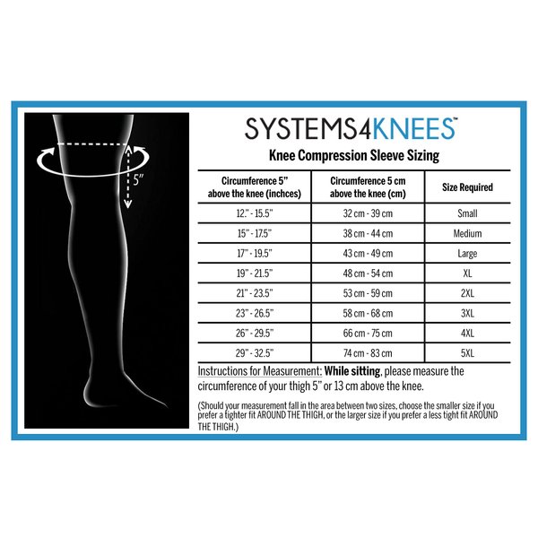 Systems4Health Knee Compression Sleeve - for Knee Arthritis, Pain, Soreness, knee Injury (4XL)