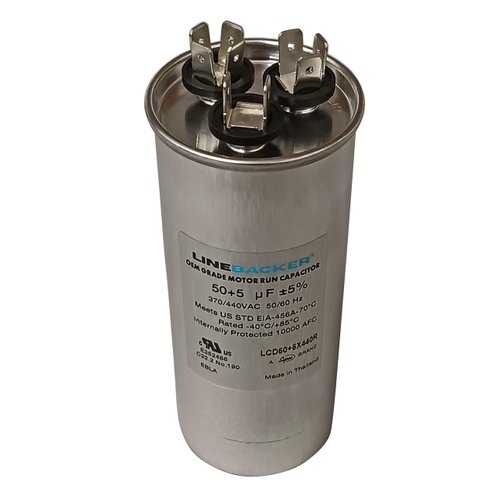 Supco Capacitor Round Dual Run 50 + 5 uf 370/440 Volts for HVAC Motors Compressors LCD50+5X440R Linebacker