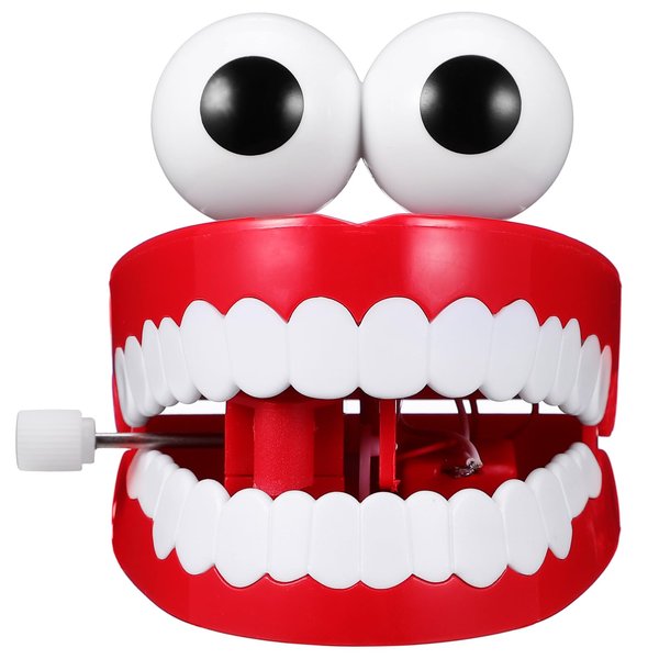 Chattering Teeth Wind up Toy: Walking Teeth Toy with LED Eyes Funny Fake Teeth Clockwork Toy Dentures Joke Toys Party Favors
