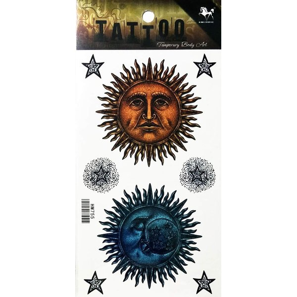 PARITA Tattoos Over Yellow Blue Moon Sun Stars Dream Cartoon Temporary Tattoo for Adult Men Women Kids Fashion Tattoos Art Make Up Design Sexy Body Waterproof (1 Sheet.) (11)
