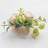 Fangsen Wedding Boho Blue Pink Orange Yellow Rose Flower with Grass Leaves Hair Comb Bridal Headpiece Floral Hair Accessories for Brides and Bridesmaids Silver (Ivory+Pink)