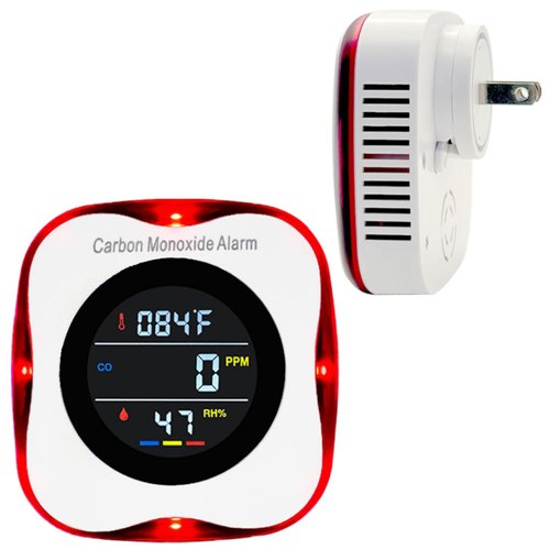 CHENGHEM Plug in Carbon Monoxide Detector, CO Detector with LCD Temperature and Humidity Display, 3-in-1 Portable Carbon Monoxide Detector for Travel,Homes Offices RV Hotel (1Pack)