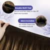 LaaVoo Brown Weft Hair Extensions Human Hair 20 Inch Balayage Medium Brown Fading to Caramel Blonde Sew in Hair Extension Real Human Hair Natural Real Hair Extensions Weft Long Straight 100g