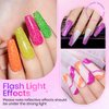SUPWEE Neon Reflective Glitter Gel Nail Polish Sparkle Fluorescent Nail Polish Gel Shiny Disco Nail Gel Polish Neon Yellow Green Hot Pink Orange Gel Polish Set Soak Off UV Gel