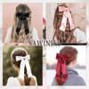 SAWINDA 4PCS Satin Hair Bows for Girls Bowknot Hair Barrette Ribbon Bows Ponytail Holder Accessories with Oversize Tail Wedding Prom Daily Outfits Hair Bow Accessories for Women (Black&Red&Pink&White)