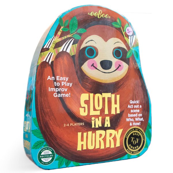 eeBoo: Sloth in a Hurry Action Game, an Easy Fast-Moving Improv Game, 2 to 4 Players, 15-30 Minute Play Time, Develops Creativty and Imagination, for Ages 5 and up