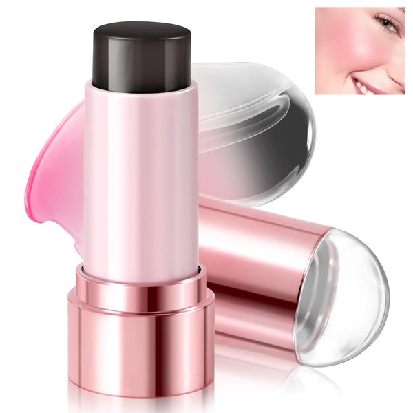 HOSAILY Color Changing Blush Stick for Cheek Lip, Black to Pink Jelly Clear Blush PH Temperature Change Magic Cream Blush Tinted, Lightweight Long Lasting Dewy Natural Glow Makeup for All Skin Tones