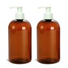 Grand Parfums EMPTY 16 Oz BLACK Plastic Soap Dispenser Bottles with White Lotion Pumps, for Gel, Soap, Shampoo, Body Lotion, Cream, Refillable (3 Bottles)