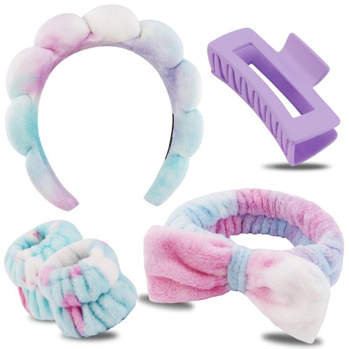 Chanaco Spa Headband, Skincare Headband, Headband for Washing Face, Makeup Headband, Wrist Bands for Washing Face, Face Wash Headband, Teen Girl Gifts Trendy Stuff, Hair Accessories for Women