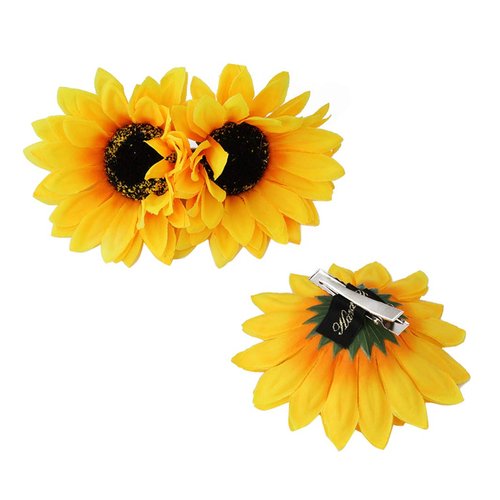 3PCS Yellow Hawaii Style Sunflower Hairpins Alligator Clips Hair Accessories for Party Beach Vacation Women Lady Girls (3.9 inch)