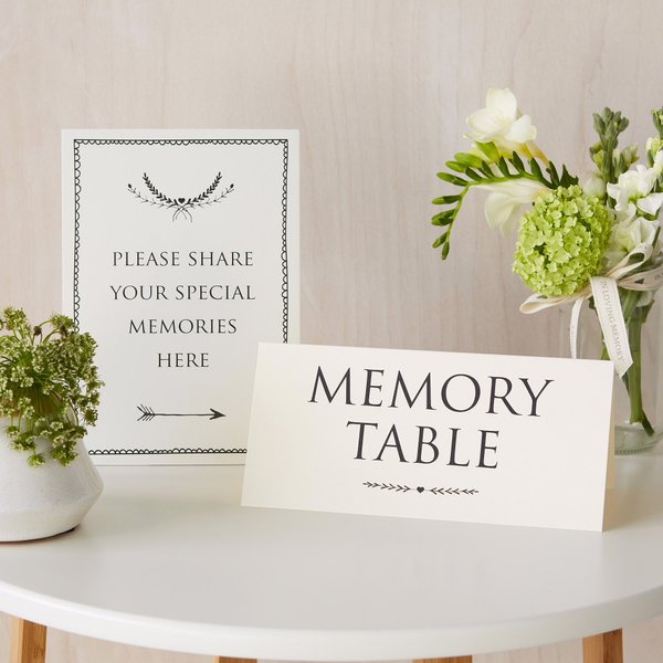 ANGEL & DOVE Set of 2 Funeral Memory Table Signs - Matches our Ivory Memory Books for Memorial, Celebration of Life