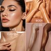 Body Shimmer Oil Golden Brown 4 Color Face Brighten Body Luminizer Glow For Face & Body, Summer Glow Highlighter Liquid Illuminator Body Makeup Glitter Body Oil with Brush (#4, 2.8 Fl Oz)