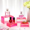 9 Pieces Neon Acrylic Display Risers Display Stand Shelf Acrylic Retail Desktop Jewelry Display Riser Showcase Fixtures for Dessert Cupcake Figure Collectibles Toy(Neon Pink)
