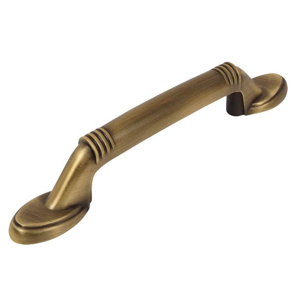 Cosmas 10 Pack 4183BAB Brushed Antique Brass Cabinet Hardware Handle Pull - 3" Inch (76mm) Hole Centers
