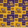 Cotton College LSU Louisiana State University Tigers Print Cotton Fabric By the Yard