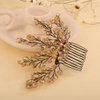 Teyglen Champagne Crystal Hair Comb Rhinestone Wedding Hair Comb Hair Accessories for Bride Bridal Hair Piece Headpiece for Women Girls (Champagne)