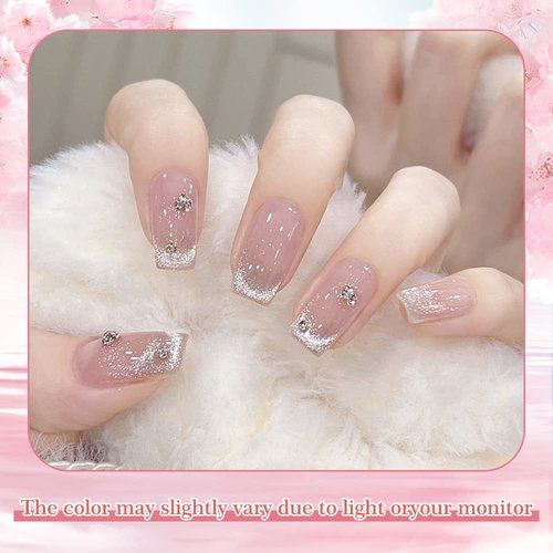 LYXSYXL 7ml Crystal Cat Eye Gel Nail Polish Magnetic Nail Polish Set Bright Silver UV Gel Polish Shiny Diamond Glitter Gel with Magnet Stick (Pink)