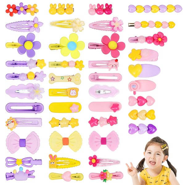 42Pcs Toddler Hair Clips for Girls Hair Accessories Flower Bow Kids Hair Barrettes Hair Pins Toddler Hair Accessories For Girls Cute Hair Clips