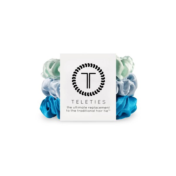 TELETIES - Small Scrunchie - 100% Natural Silk Hair Scrunchie - Soft & Gentle on Hair - Prevents Breakage & Damage - Safe for Sleep - Ideal for Thin-Medium Hair - For All Hair Textures - Blue My Mind