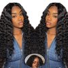 28 Inch Glueless Wigs Human Hair Pre Plucked Pre Cut 180 Density Water Wave HD Lace Front Wigs Human Hair Glueless Wear and Go 7X4 Wet and Wavy Curly Lace Closure Wigs Human Hair for Women