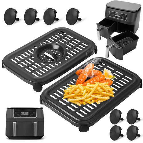 Air Fryer Replacement Parts for Ninja Foodi DualZone Air Fryers, 2 PCS Food Grade Air Fryer Accessories Grill Pan Plate Crisper Plate Rack Tray for Ninja DZ090 DZ201 DZ100 Air Fryer, Dishwasher Safe