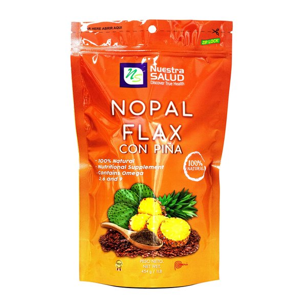 Nopal Flax Pineapple Colon Cleansing & Constipation- (454g/16oz) Natural Blend of Ground Flax Seed -Senna - Lucuma Dehydrated Pineapple Prickly pear (Nopal)