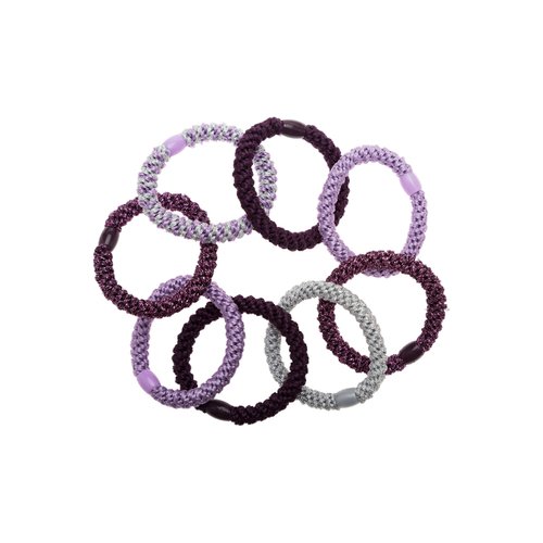 L. Erickson Grab & Go Pony - Royal - 8 Pack Ponytail Holder Hair Ties - Mixed Purples