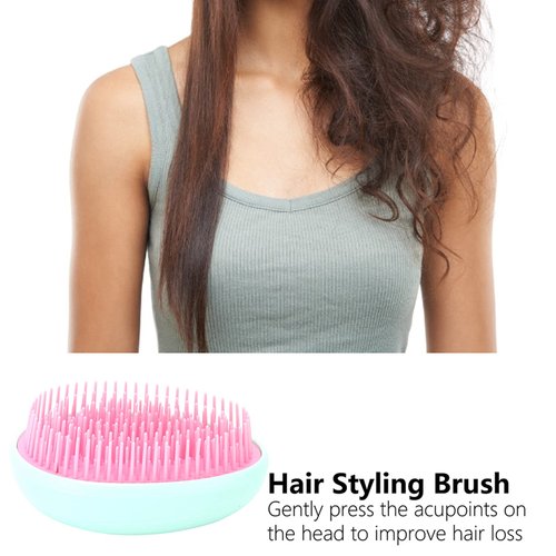Egg Shape Hair Brush, Pink Hair Comb for Shampoo Massage, Portable Hair Styling Brush Comb for Salon Home