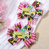 Back to School Hair Bows for Girls Cute Hair Clips School Bows for Girl School Bus Hair Barrettes Red Yellow White Bow Clips for Teacher Ribbon Hair Bow Non-slip Hair Grip Girls Hair Accessories 2Pcs