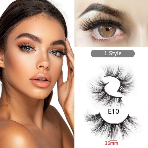 GOO GOO Mink Eyelashes Fake Eyelashes, Natural Crossed Cluster Daily Type 16mm 1 Style 3 Pairs/set Siberian 3D Mink Eyelashes Hand Made Strips False Eyelashes Fluffy Real Eyelashes