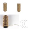 3 Rolls Cotton Sewing Thread Hair Weaving Thread Making Wig Hair Extension Hair Salon Weft Thread Black Brown Beige Thread with 3 Curved Needles (Khaki/3Pcs)