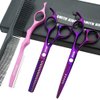 5.5 Inches Hair Cutting Scissors Set with Razor Combs Lether Scissors Case,Hair Cutting Shears Hair Thinning Shears for Personal and Professional (Voilet)