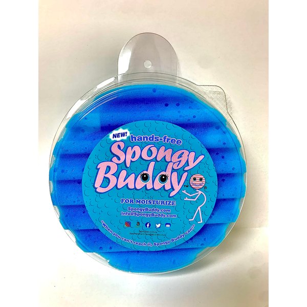 Spongy Buddy Blue Bath Sponge. Back Moisturizing Made Easy, Simply Stick It to Your Shower Wall, Apply Your Soap of Choice, and Rub Up Against it!