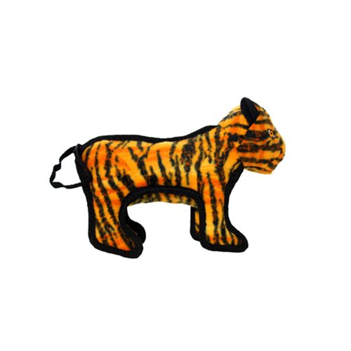 TUFFY - World's Tuffest Soft Dog Toy - Zoo Junior Tiger - Multiple Layers. Made Durable, Strong & Tough. Interactive Play (Tug, Toss & Fetch). Machine Washable & Floats.