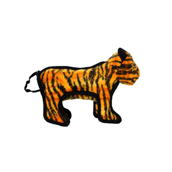 TUFFY - World's Tuffest Soft Dog Toy - Zoo Junior Tiger - Multiple Layers. Made Durable, Strong & Tough. Interactive Play (Tug, Toss & Fetch). Machine Washable & Floats.