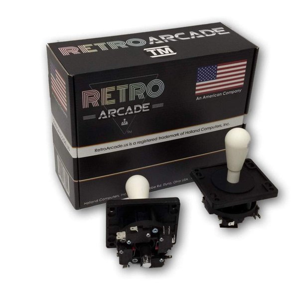 Competition Style Arcade Joystick, White, 8-Way Only Operation, Elliptical White Handle, Precision 8-Way